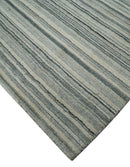 Striped Flatwoven 8x10 Ivory, Beige and Gray Scandinavian Hand Made Blended Wool Area Rug | KE15