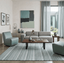 White Silver and Gray Striped Wool Area Rug 8x10 - Hand Made Scandinavian Flatwoven