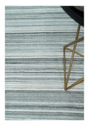 Striped Flatwoven 8x10 White, Silver and Gray Scandinavian Hand Made Blended Wool Area Rug | KE3