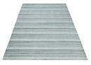 Striped Flatwoven 8x10 White, Silver and Gray Scandinavian Hand Made Blended Wool Area Rug | KE3