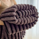GobekUsa Dark Faux Rabbit Plush Blanket: Super Soft Comforter for Office Napping and Bed