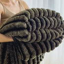 GobekUsa Dark Faux Rabbit Plush Blanket: Super Soft Comforter for Office Napping and Bed