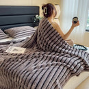 GobekUsa Dark Faux Rabbit Plush Blanket: Super Soft Comforter for Office Napping and Bed