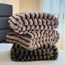 GobekUsa Dark Faux Rabbit Plush Blanket: Super Soft Comforter for Office Napping and Bed