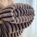 GobekUsa Dark Faux Rabbit Plush Blanket: Super Soft Comforter for Office Napping and Bed