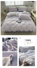 GobekUsa Striped Quilt Set with Pillowcases and Sheet