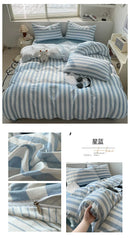 GobekUsa Striped Quilt Set with Pillowcases and Sheet