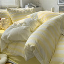 GobekUsa Striped Quilt Set with Pillowcases and Sheet