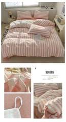 GobekUsa Striped Quilt Set with Pillowcases and Sheet