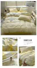 GobekUsa Striped Quilt Set with Pillowcases and Sheet