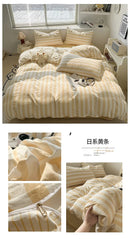 GobekUsa Striped Quilt Set with Pillowcases and Sheet
