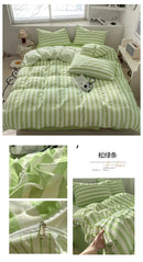 GobekUsa Striped Quilt Set with Pillowcases and Sheet