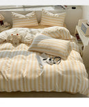 GobekUsa Striped Quilt Set with Pillowcases and Sheet