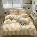 GobekUsa Striped Quilt Set with Pillowcases and Sheet