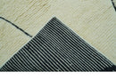 Cream And Black Hand Knotted Wool Area Rug Contemporary Minimalist Modern Design by The Rug Decor