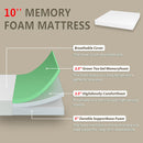 Forsythia - 10" E.King Green Tea Gel Memory Foam by Unique Piece Furniture
