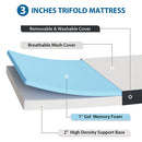 Hollyhock - 3" Twin XL Tri-Fold Memory Foam Topper by Unique Piece Furniture