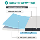 Hollyhock - 4" Queen Tri-Fold Memory Foam Topper by Unique Piece Furniture