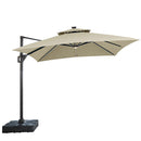 Aurora - 10 Ft Square Umbrella w/ Double Top w/ LED Light + 37" Large Base by Unique Piece Furniture