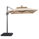 Xico - 8 Ft Square Umbrella w/ Double Top w/ LED Light + 37" Large Base by Unique Piece Furniture