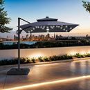 Xico - 8 Ft Square Umbrella w/ Double Top w/ LED Light + 37" Large Base by Unique Piece Furniture