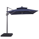 Xico - 8 Ft Square Umbrella w/ Double Top w/ LED Light + 37" Large Base by Unique Piece Furniture