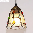 GobekUsa Stunning Clear Glass Trumpet Ceiling Lamp Tiffany Style with Colorful Bead - Elegant 1-Head Pendant Light