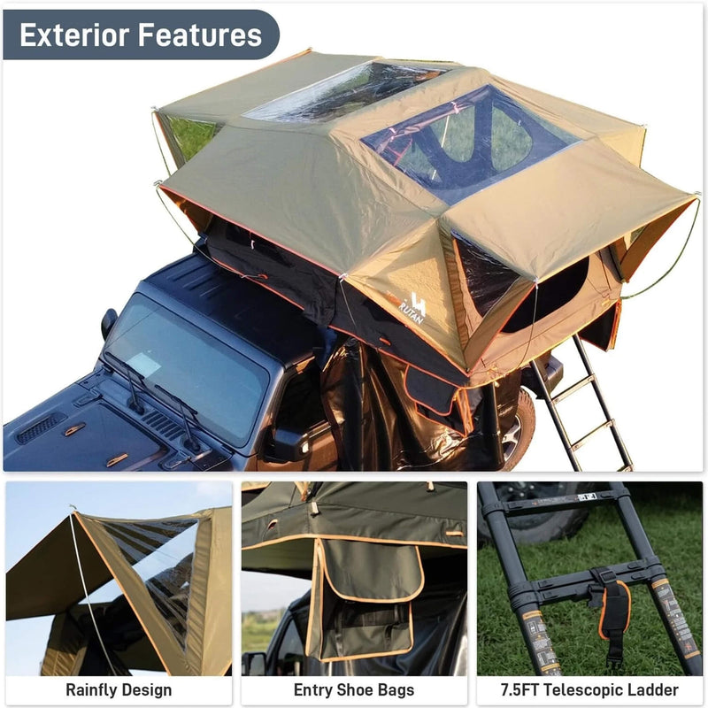 Naturnest Andromeda Green Soft Shell Rooftop Tent With Large Panoramic Skylight & YKK Doors (SAK50612)