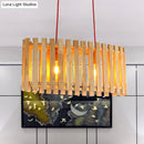GobekUsa Stylish Bamboo Linear Island Lighting - Oval Shade Wood Pendant Lamp for Dining Table