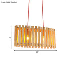GobekUsa Stylish Bamboo Linear Island Lighting - Oval Shade Wood Pendant Lamp for Dining Table