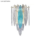 GobekUsa Stylish Blue/Clear Seedy Glass 2-Light Oval Flake Wall Sconce Lamp