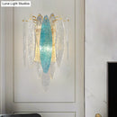 GobekUsa Stylish Blue/Clear Seedy Glass 2-Light Oval Flake Wall Sconce Lamp