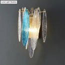 GobekUsa Stylish Blue/Clear Seedy Glass 2-Light Oval Flake Wall Sconce Lamp