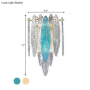 GobekUsa Stylish Blue/Clear Seedy Glass 2-Light Oval Flake Wall Sconce Lamp
