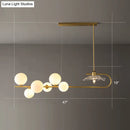 GobekUsa Stylish Brass Finish Postmodern Suspension Lamp with Glass Shade - Creative Island Light featuring Ball and Lotus Leaf Design