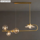 GobekUsa Stylish Brass Finish Postmodern Suspension Lamp with Glass Shade - Creative Island Light featuring Ball and Lotus Leaf Design
