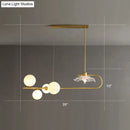 GobekUsa Stylish Brass Finish Postmodern Suspension Lamp with Glass Shade - Creative Island Light featuring Ball and Lotus Leaf Design