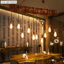 GobekUsa Stylish Linear Dining Room Island Lighting with Wooden Beam Design - Multi Light Brown Ceiling Fixture