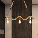 GobekUsa Stylish Loft Hanging Island Light with Exposed Bulbs, Rope Design & 3 Lights in Beige for Dining Room