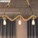 GobekUsa Stylish Loft Hanging Island Light with Exposed Bulbs, Rope Design & 3 Lights in Beige for Dining Room