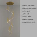 Stylish & Long Chandelier for Staircase with Compound Ring Design