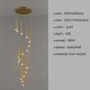 Stylish & Long Chandelier for Staircase with Compound Ring Design