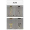 Stylish & Long Chandelier for Staircase with Compound Ring Design