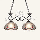 GobekUsa Stylish Scalloped Edged Island Light Fixture - Tiffany Style Chandelier in Black/Blue (2 Heads)