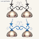 GobekUsa Stylish Scalloped Edged Island Light Fixture - Tiffany Style Chandelier in Black/Blue (2 Heads)
