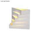 GobekUsa Stylish White Wall Mounted Lamp for Living Room - 1 Stair Shaped Plaster Shade Light Fixture