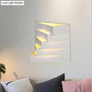 GobekUsa Stylish White Wall Mounted Lamp for Living Room - 1 Stair Shaped Plaster Shade Light Fixture