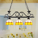 GobekUsa Stylish Yellow Dome Island Lighting: Tiffany-Inspired 3-Light Pendant for Dining Room