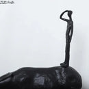 GobekUsa Cowherd Shepherd Boy Resin Figure Sculpture for Modern Home Decor