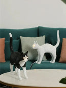 GobekUsa Black Cat Resin Table Lamp for Bedroom Office Dining Room